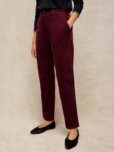 White Stuff Twister Corduroy Straight Leg Trousers, Purple Plum, Purple Plum
