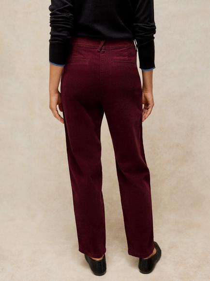 White Stuff Twister Corduroy Straight Leg Trousers, Purple Plum - view 2, Purple Plum