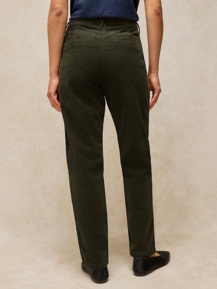 White Stuff Twister Corduroy Straight Leg Trousers, Khaki Grn - view 2, Khaki Grn