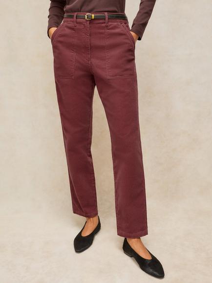White Stuff Twister Corduroy Straight Leg Trousers, Mid Pink, Mid Pink