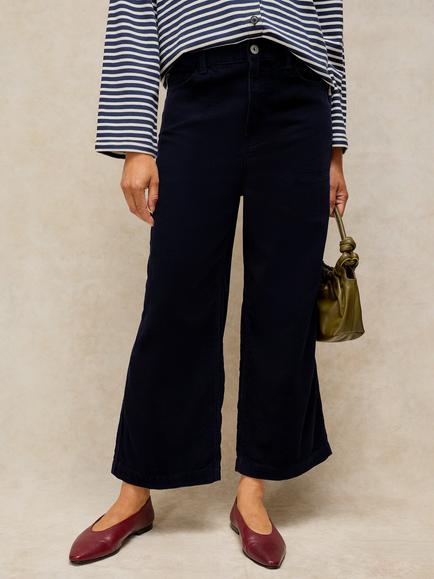 White Stuff Tia Corduroy Cropped Trousers, Dark Navy, Dark Navy