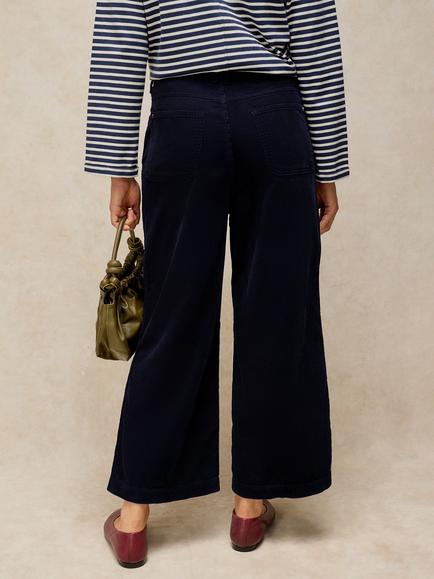 White Stuff Tia Corduroy Cropped Trousers, Dark Navy - view 2, Dark Navy