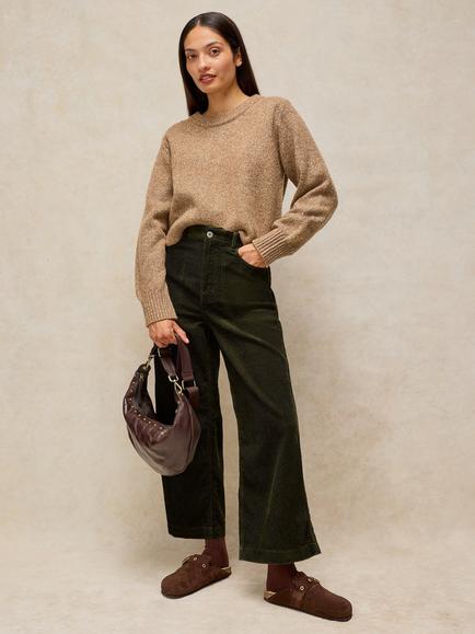 White Stuff Tia Corduroy Cropped Trousers, Khaki Grn, Khaki Grn