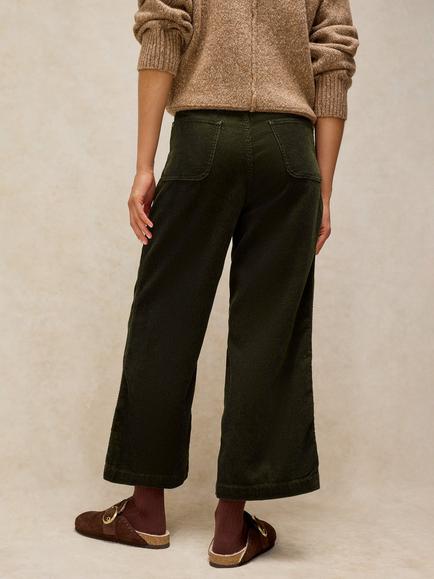 White Stuff Tia Corduroy Cropped Trousers, Khaki Grn - view 2, Khaki Grn