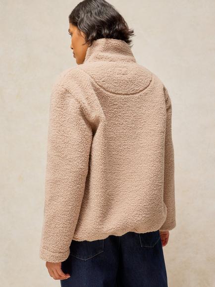White Stuff Colour Block Borg Jacket, Nat Mlt - view 2, Nat Mlt