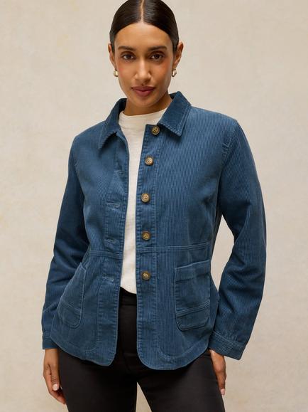 White Stuff Carrie Corduroy Utility Shacket, Dus Blue, Dus Blue
