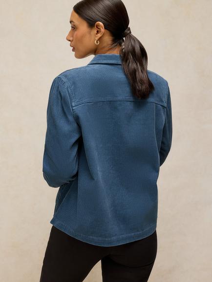 White Stuff Carrie Corduroy Utility Shacket, Dus Blue - view 2, Dus Blue