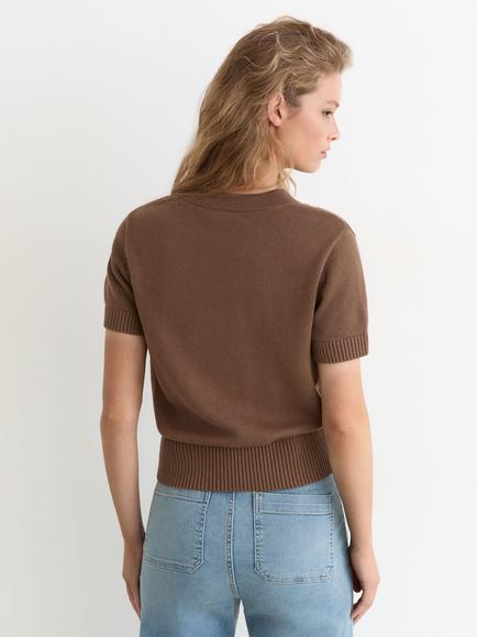 Reiss Anya Short Sleeve Cardigan, Taupe Neutral - view 2, Taupe Neutral