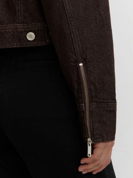 Reiss Lotta Collared Zip Through Jacket, Dark Grape - view 2, Dark Grape
