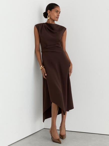 Reiss Petite Camilla Asymmetric Hem Dress, Grape Burgundy, Grape Burgundy