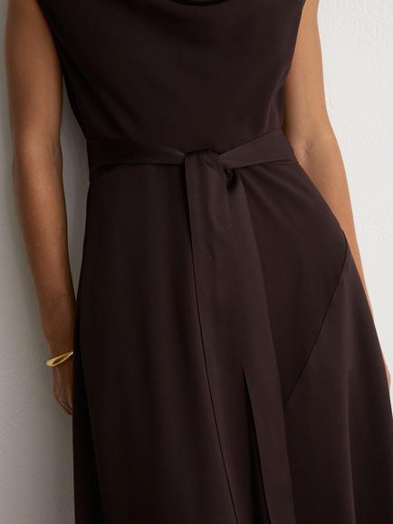 Reiss Justine Cowl Neck Sleeveless Midi Dress, Grape Burgundy - view 2, Grape Burgundy