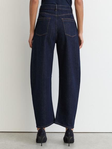 Reiss Levitt Barrel Fit Jeans, Dark Blue - view 2, Dark Blue