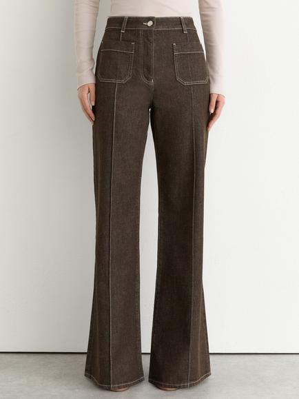 Reiss Sakura Flared Fit Jeans, Brown, Brown
