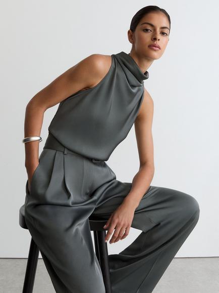 Reiss Erica Sleeveless Jumpsuit, Dark Grey - view 2, Dark Grey