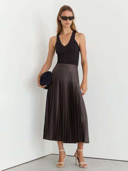 Reiss Savannah Pleated Midi Skirt, Mauve, Mauve