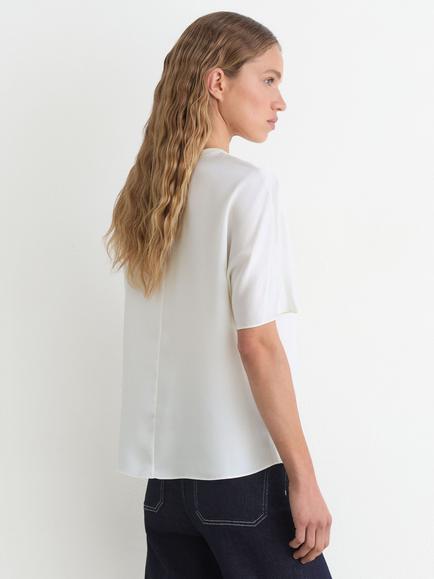 Reiss Lena Silk T-Shirt, Ivory - view 2, Ivory