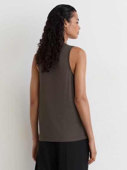 Reiss Ruby Scoop Neck Silk Rich Vest, Mocha Brown - view 2, Mocha Brown