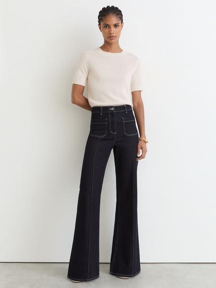 Reiss Stevie Cashmere Crew Neck T-Shirt, Ivory, Ivory