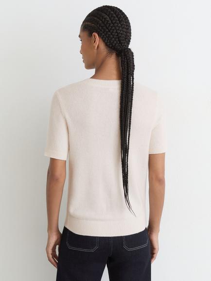 Reiss Stevie Cashmere Crew Neck T-Shirt, Ivory - view 2, Ivory