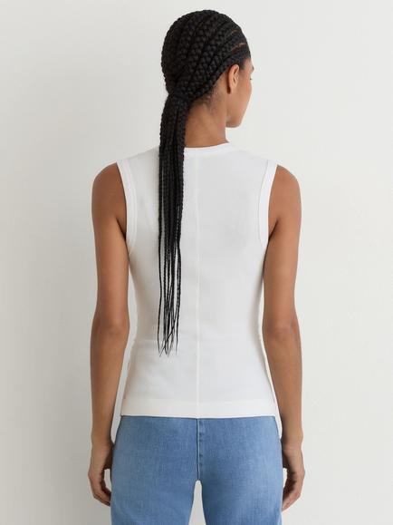 Reiss Thena Stretch Cotton Notch Detail Vest, White - view 2, White