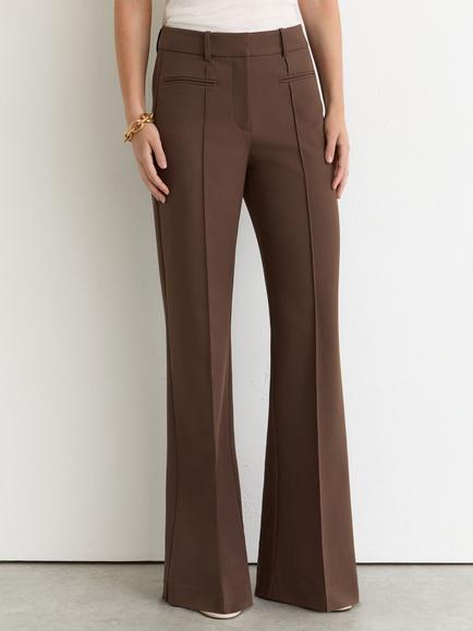 Reiss Claude Petite Flared Trousers, Mocha Brown, Mocha Brown