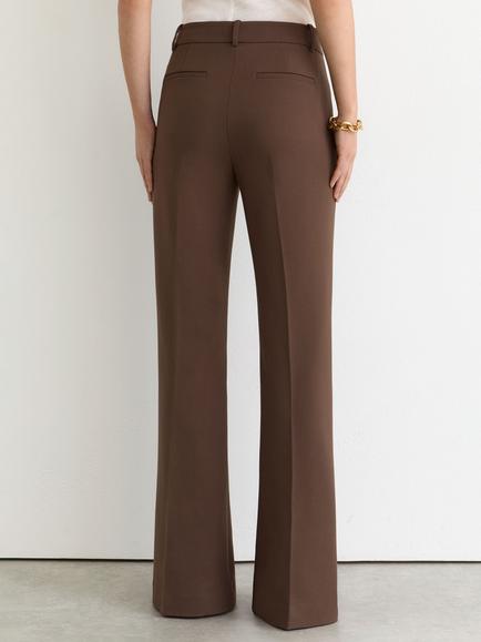 Reiss Claude Petite Flared Trousers, Mocha Brown - view 2, Mocha Brown