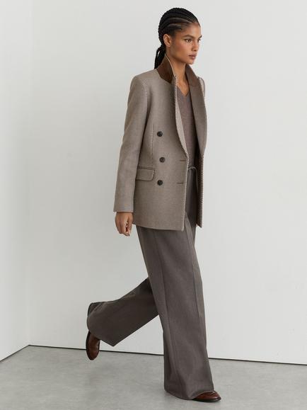 Reiss Elowen Wide Leg Trousers, Neutral - view 2, Neutral