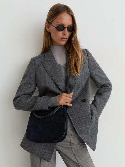 Reiss Rosaria Tailored Trousers, Grey - view 2, Grey