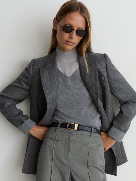 Reiss Rosaria Petite Flared Trousers, Grey - view 2, Grey