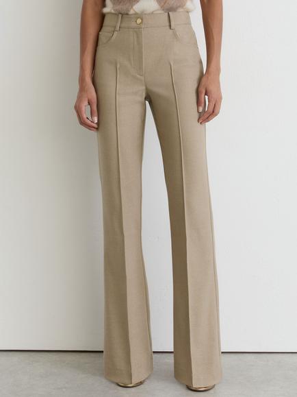 Reiss Sofia Flared Twill Seam Detail Trousers, Neutral, Neutral