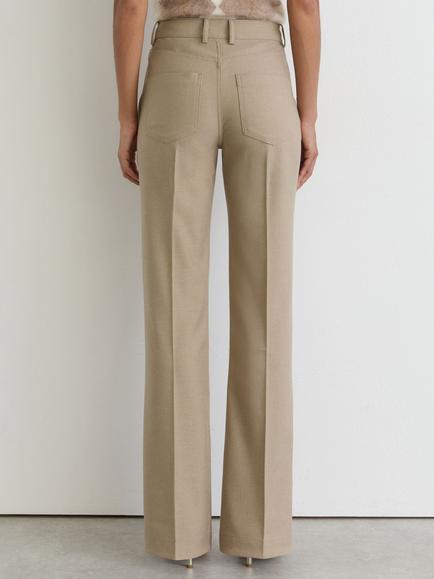 Reiss Sofia Flared Twill Seam Detail Trousers, Neutral - view 2, Neutral