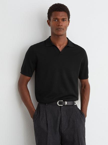 Reiss Duchie Regular Fit Merino Wool Polo Shirt, Black, Black