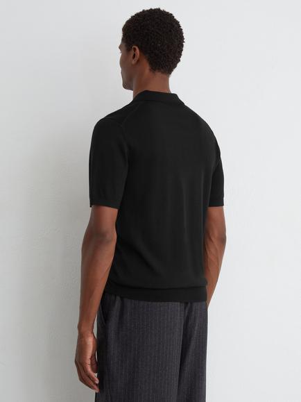 Reiss Duchie Regular Fit Merino Wool Polo Shirt, Black - view 2, Black