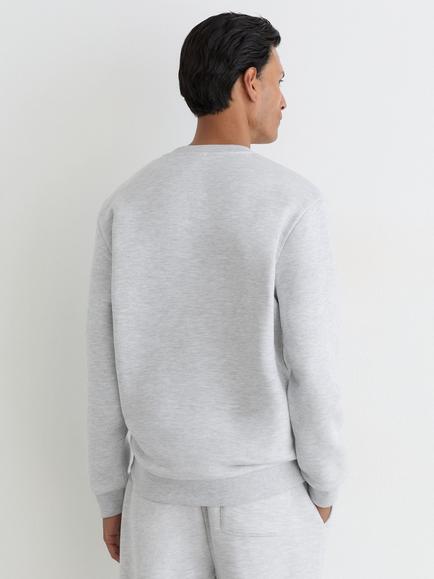 Reiss Harrison Cotton Rich Jumper, Grey Melange - view 2, Grey Melange