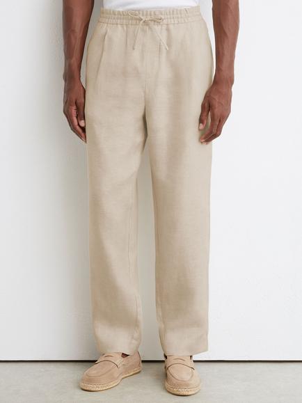 Reiss Barges Pure Linen Drawstring Waist Straight Leg Chinos, Natural, Natural