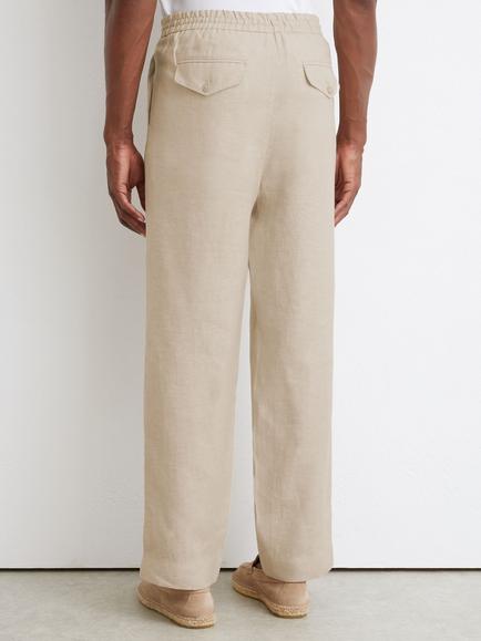 Reiss Barges Pure Linen Drawstring Waist Straight Leg Chinos, Natural - view 2, Natural