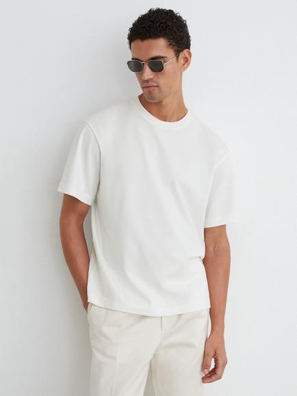 Reiss Regular Fit Cotton Graphic Crew Neck T-Shirt, White, White