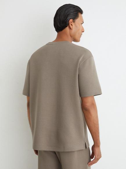 Reiss Cade Cotton Blend T-Shirt, Mushroom Brown - view 2, Mushroom Brown