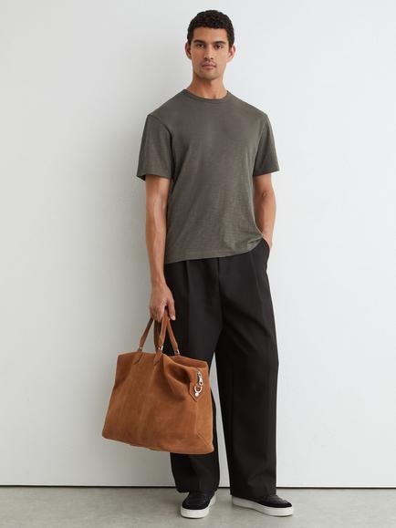 Reiss Huxley Cotton Slub Relaxed Fit T-Shirt, Khaki Green - view 2, Khaki Green