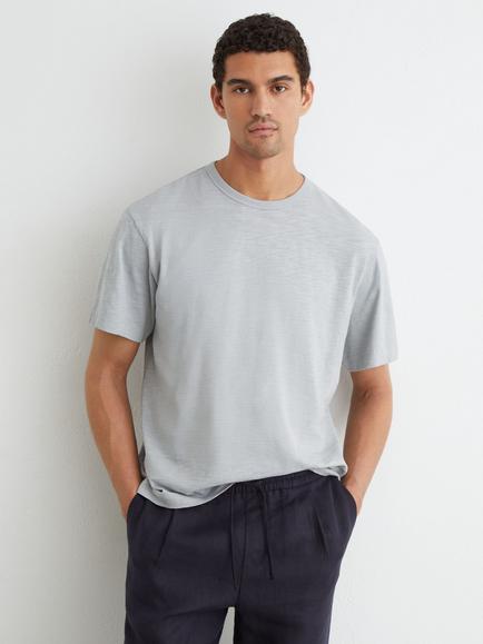 Reiss Huxley Cotton Slub Relaxed Fit T-Shirt, Light Blue, Light Blue