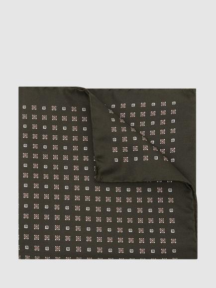Reiss Sisto Silk Pocket Square, Khaki Green, Khaki Green