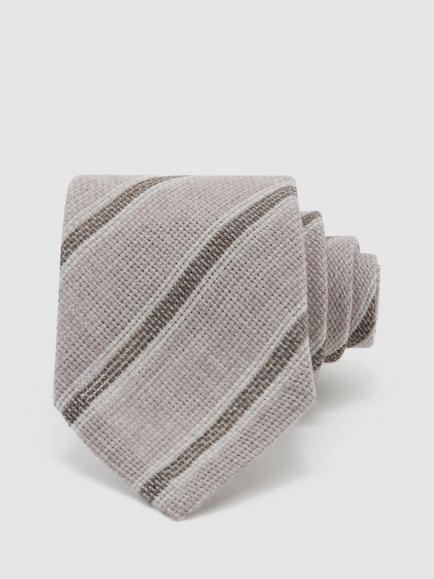 Reiss Cucire Striped Wool Tie, Soft Grey, Soft Grey
