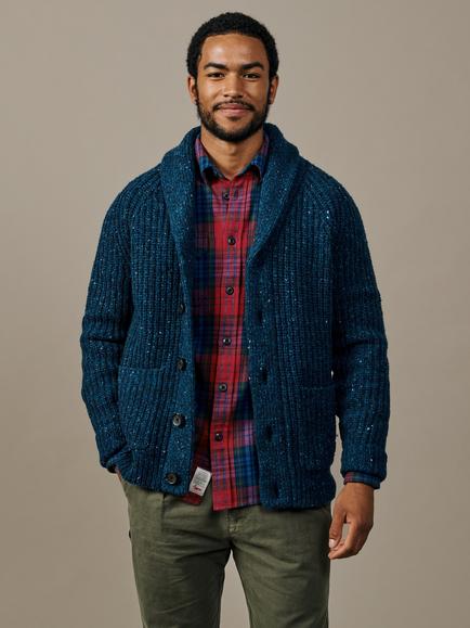 Aubin Helston Merino Wool Blend Twist Cardigan, Indigo, Indigo