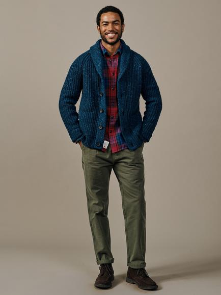 Aubin Helston Merino Wool Blend Twist Cardigan, Indigo - view 2, Indigo