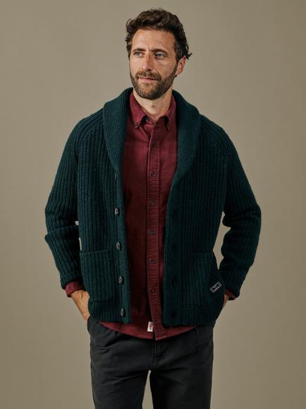 Aubin Helston Wool Rich Twist Cardigan, Khaki, Khaki