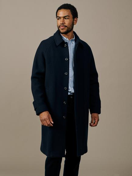 Aubin Dawes Wool Blend Long Overcoat, Navy, Navy