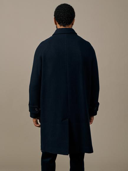 Aubin Dawes Wool Blend Long Overcoat, Navy - view 2, Navy