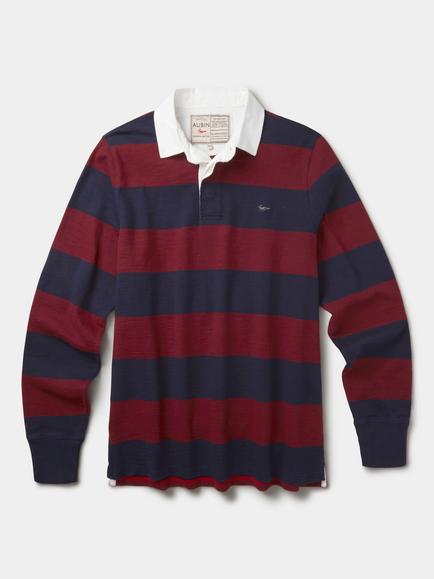 Aubin Irnham Cotton Rugby Shirt, Blue/Red, Blue/Red