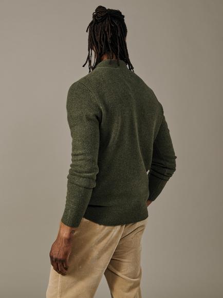 Aubin Shore Wool Rich Regular Fit Long Sleeve Polo Shirt, Khaki - view 2, Khaki