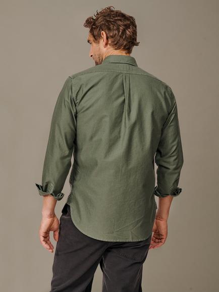 Aubin Aldridge Cotton Garment Dyed Shirt, Dark Green - view 2, Dark Green
